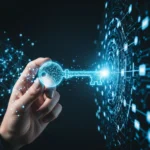 A metaphorical image of a hand holding a glowing, intricate key, about to unlock a complex digital network representing hidden scholarship opportunities.